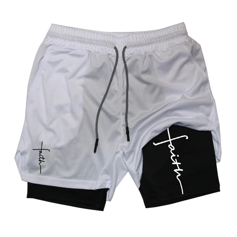 Cross 2 in 1 Workout Shorts for Men Christian Gym Performance Shorts with Phone Pocket Active Wear