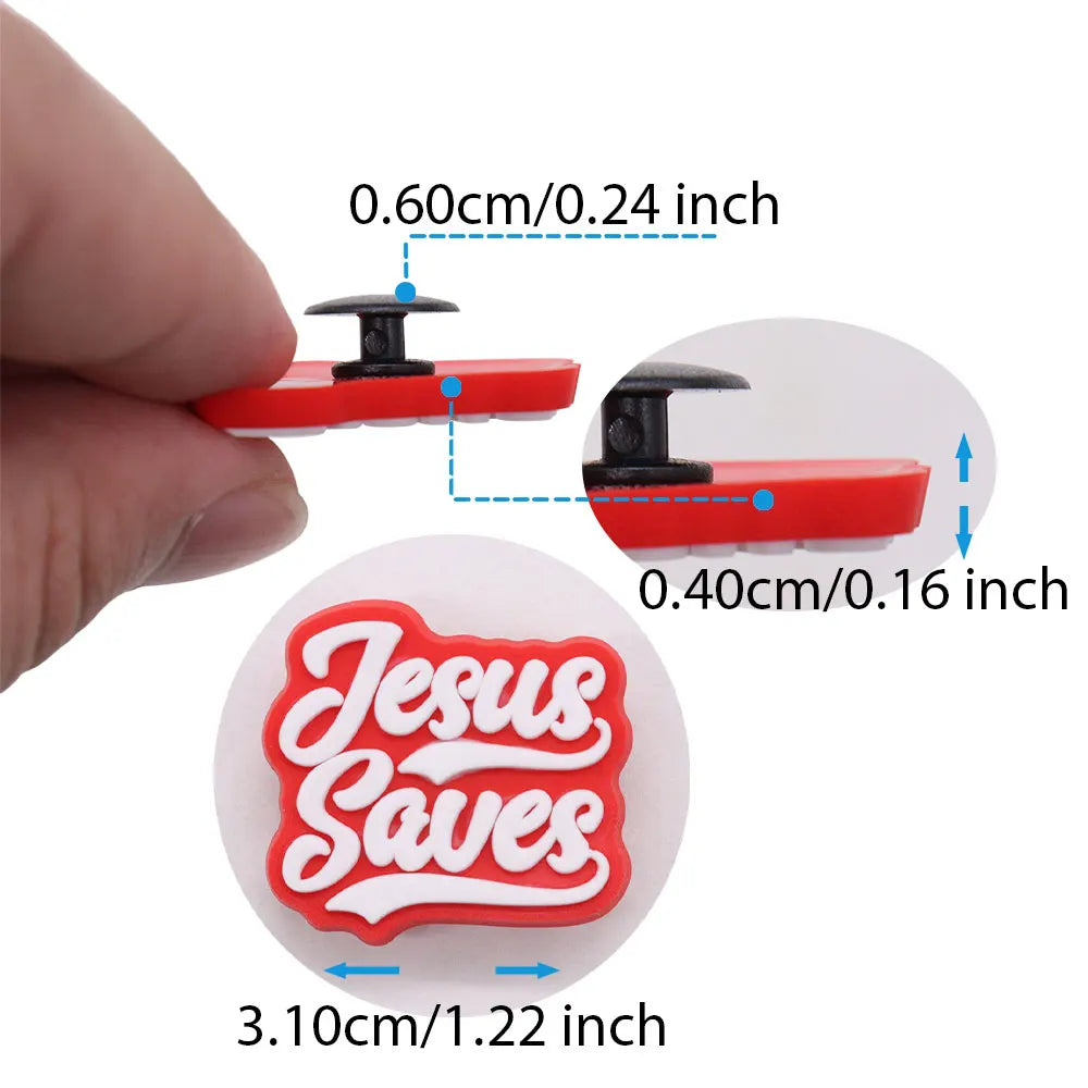 20PCS Jesus Saves Made In God's Image Life Is Good Christianity PVC crocs Decoration Buckle Charms