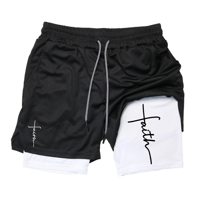 Cross 2 in 1 Workout Shorts for Men Christian Gym Performance Shorts with Phone Pocket Active Wear