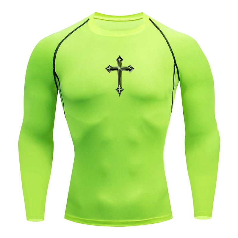 Cross Print Compression Shirt